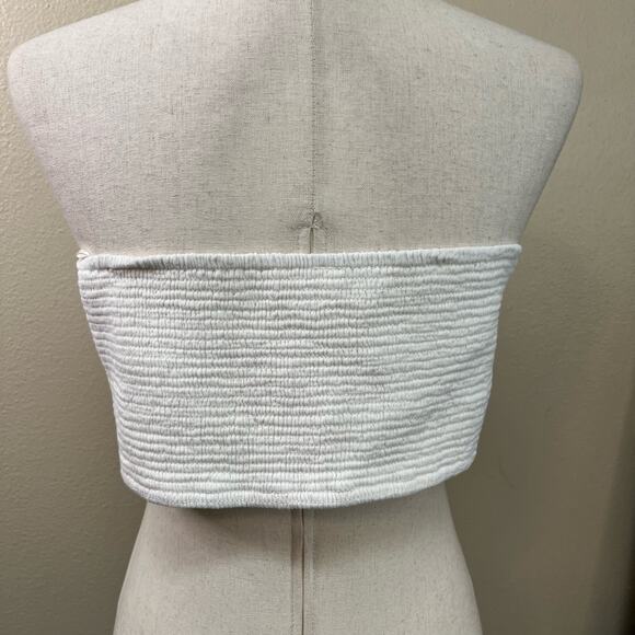 Anthropologie White Strapless Tie-Front Blouse - Picture 2 of 3